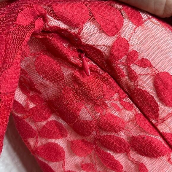 Free People Floral Mesh Lace Dress Red Size 6 - Picture 12 of 15
